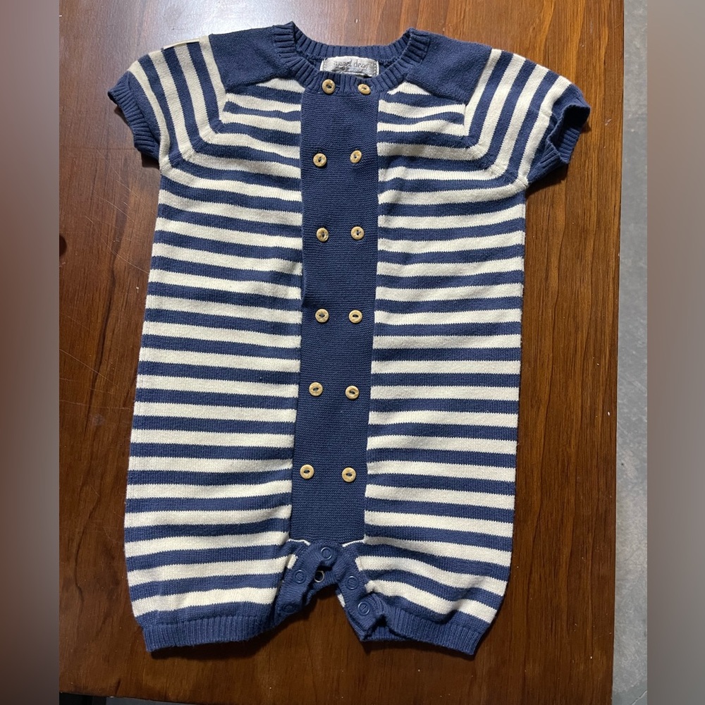 Angel Dear striped knit onsie size 6-12 months. Like new!!! Never worn!!